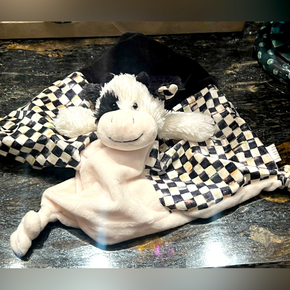 Sweet Mackenzie-Childs Courtly Check 🏁 Retired Cow Plush Baby Security Blanket